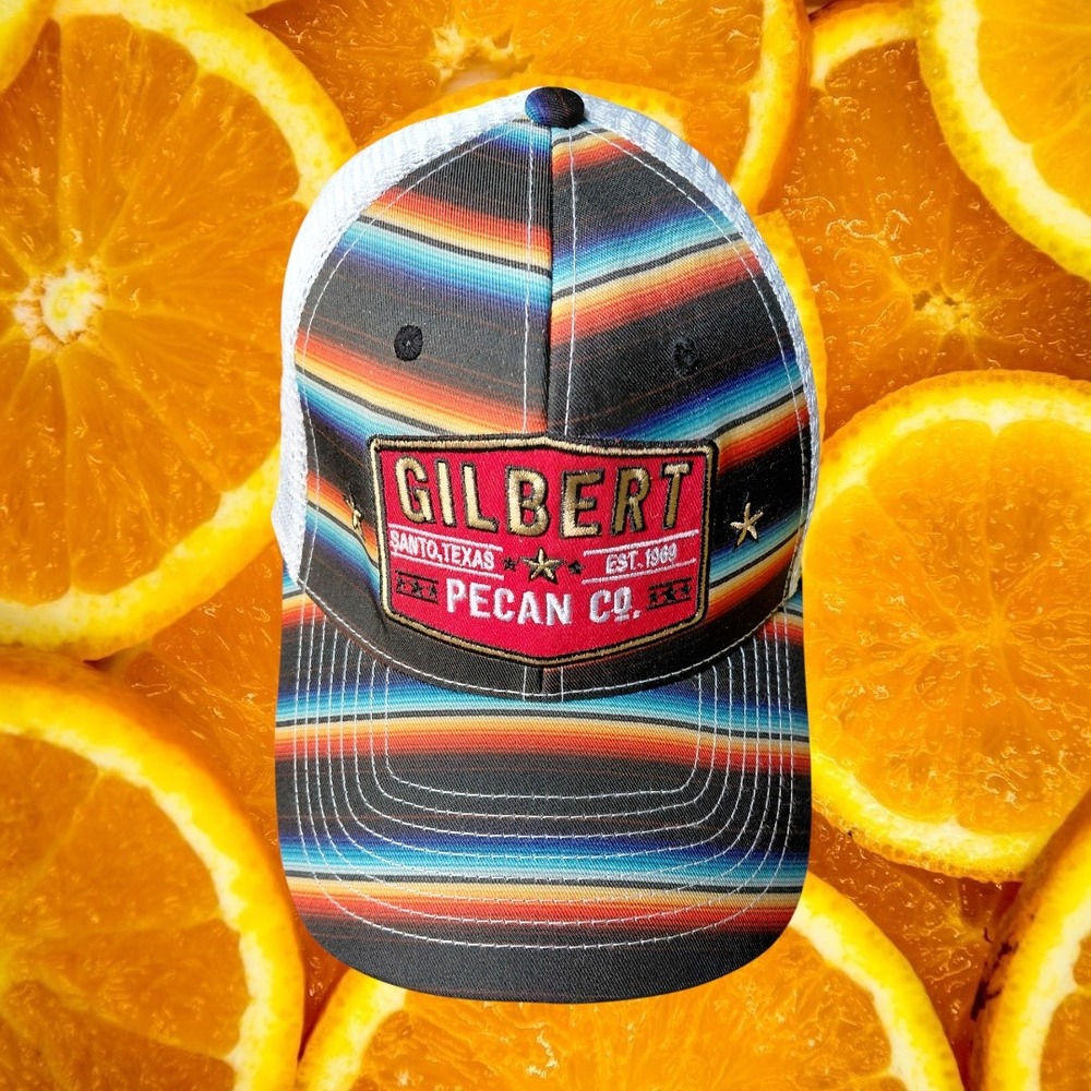 Gilbert Pecan Co Santo Texas Trucker‎ Hat Southwestern Stripe Adjustable